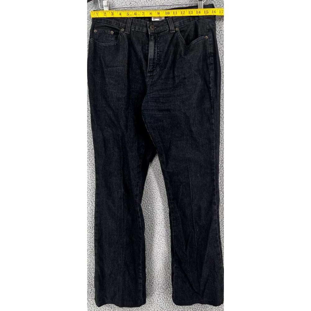 St Johns Bay Mid Rise Black Jeans Stretch Boot Cut Women's Size 12